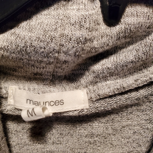 Maurices grey knit cowlneck long sleeve faux wrap tunic with layer & pockets - Picture 3 of 7